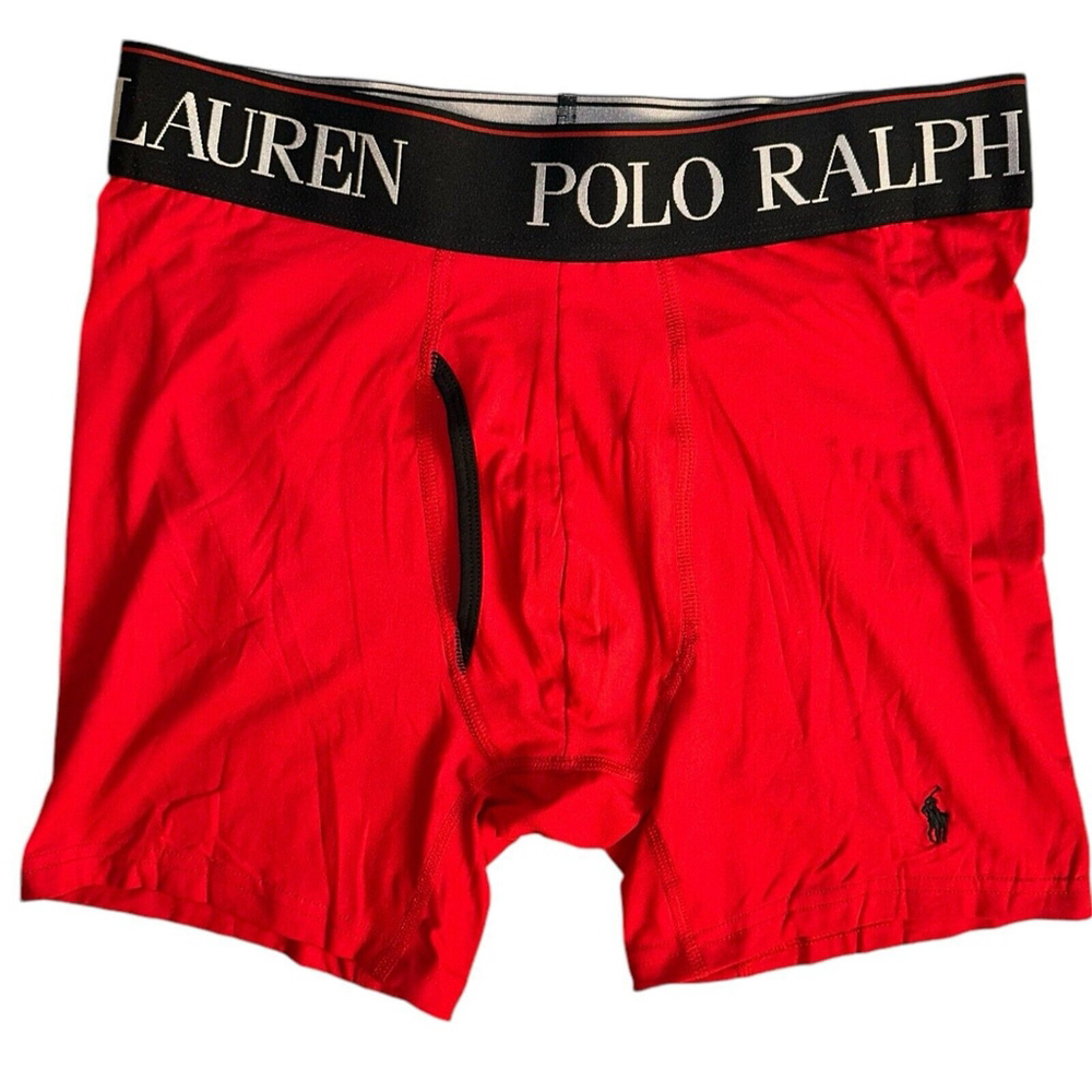 NWOT Polo Ralph Lauren Mens Red Cotton Boxer‎ Brief Underwear Size Medium